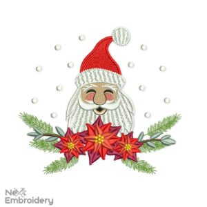 Wreath Santa Embroidery Designs, Christmas Ornaments Embroidery Designs