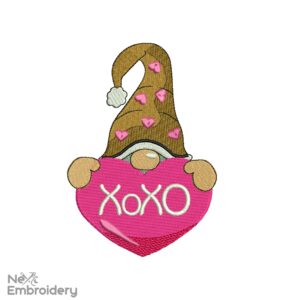 XoXo Love Gnome Embroidery Designs, Valentines day Embroidery Designs