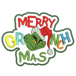 Merry Grinchmas Embroidery Design, Merry Christmas Machine Embroidery Design