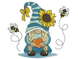 Bee Girl Gnome Embroidery Design
