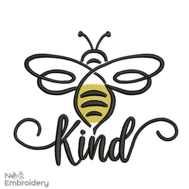 Bee kind embroidery design
