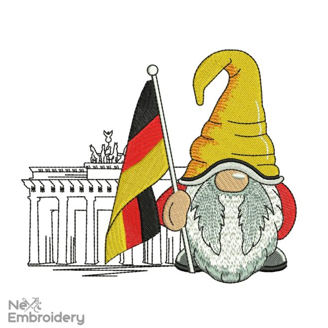 Berlin Gnome Embroidery Design, Brandenburg Gate Machine Embroidery Designs, German Machine Embroidery,