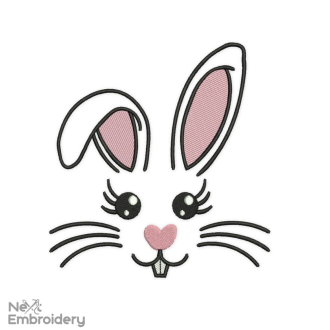 Bunny Face Embroidery Design, Rabbit Embroidery Design, Easter Embroidery Design