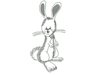 Cute Rabbit Embroidery Designs, Easter Embroidery Pattern, Line Art Machine Embroidery Designs