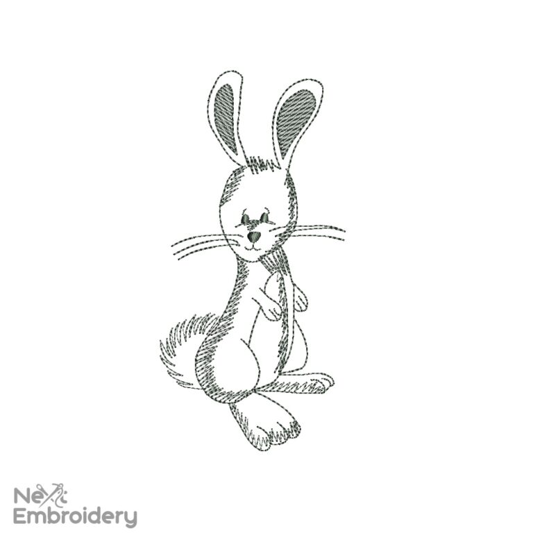Standing Rabbit Embroidery Design Cute Rabbit Embroidery Designs - NextEmbroidery