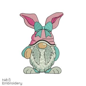 Easter Bunny Gnome Embroidery Design, Spring Embroidery Designs, Smile Egg Hunter Embroidery