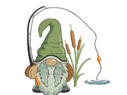 Fishing Gnome Embroidery Design