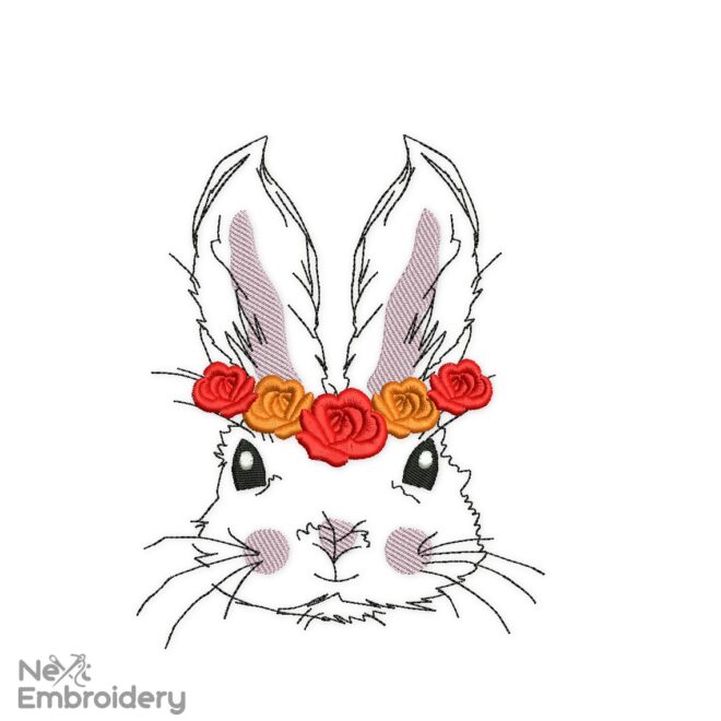 Floral Easter Bunny Embroidery Designs