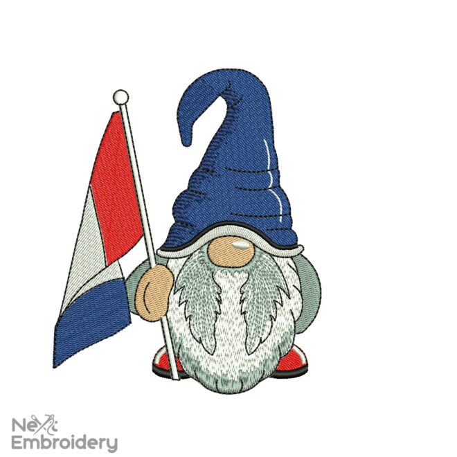 France Gnome Embroidery Design, French Machine Embroidery Designs