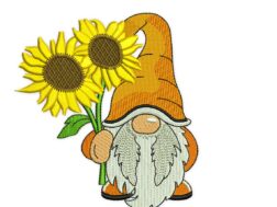 Gnome with Sunflower Embroidery Design