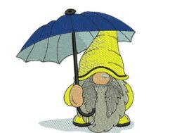 Gnome with Umbrella Embroidery Design