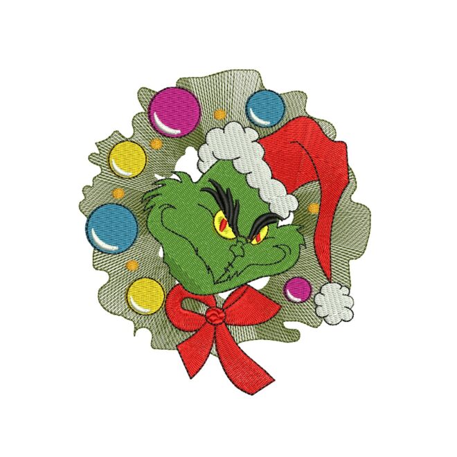 Grinch Christmas Wreath Embroidery Design, The Grinch Embroidery Design, Stink Stank Stunk Machine Embroidery File