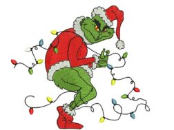 Christmas Lights Grinch Embroidery Design