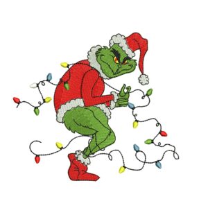 Grinch Embroidery Designs, Christmas Lights Grinch Machine Embroidery Design, Stink Stank Stunk embroidery design
