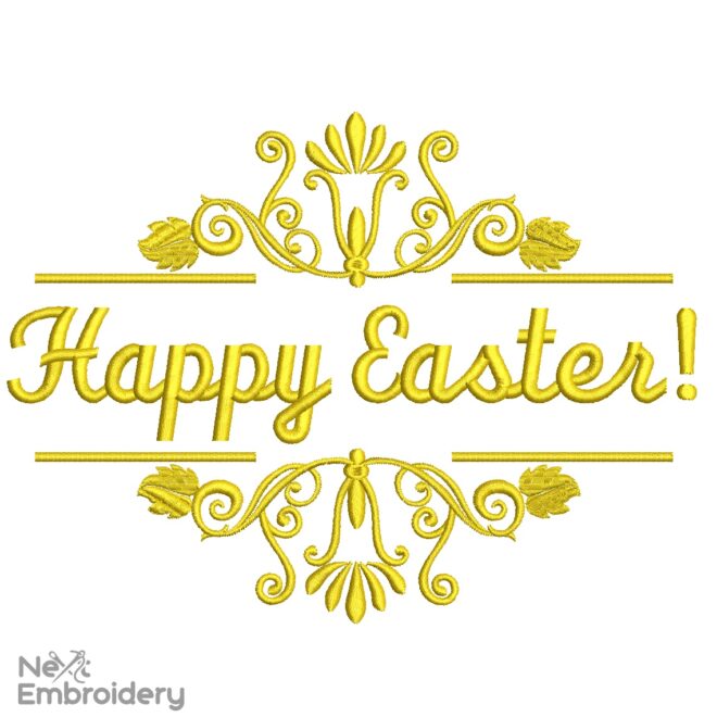 Happy Easter Frame Embroidery Design, Holiday Embroidery Designs
