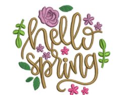 Hello Spring Embroidery Design