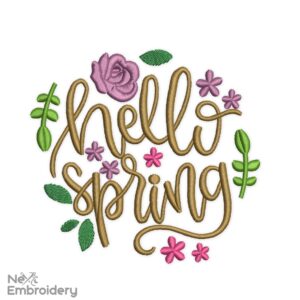 Hello Spring Embroidery Design