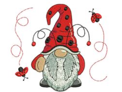 Ladybug Gnome Embroidery Design