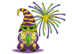 Mardi Gras Girl Gnome Embroidery Design