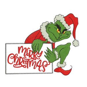 Merry Grinchmas Embroidery Design, Merry Christmas Machine Embroidery Design