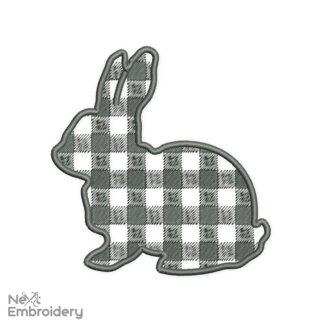 Rabbit Embroidery Design, Easter Embroidery Designs, Plaid Buffallo Bunny
