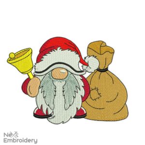Santa Gnome Embroidery Design, Merry Christmas Embroidery Designs,