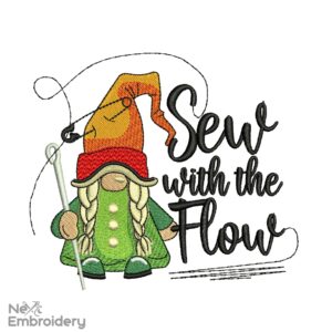 Sew with the Flow Gnome Embroidery Design, Sew Machine Embroidery Designs, Knitting Embroidery Design