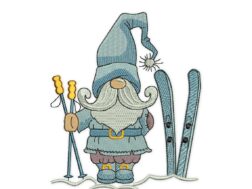 Ski Gnome Embroidery Design