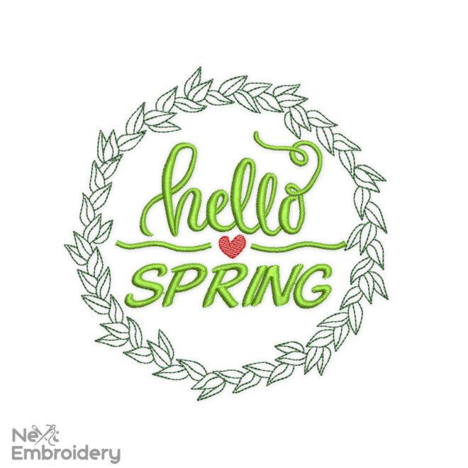 Spring Embroidery Design, Spring Wreath Embroidery Designs
