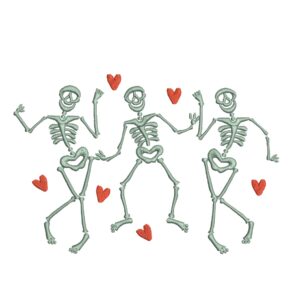 Valentine Dancing Skeleton Embroidery Designs, Valentines day Embroidery Design