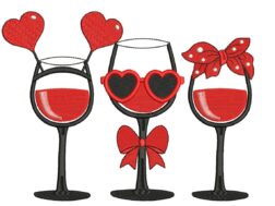 Wine Valentines embroidery design