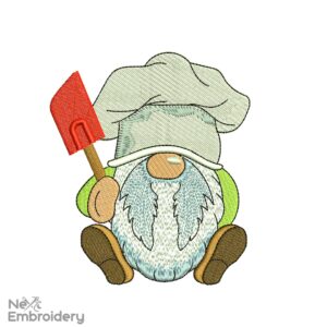 Baking Gnome Embroidery Design, silicone spatula Embroidery Design