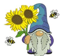 Bee Gnome Embroidery Design