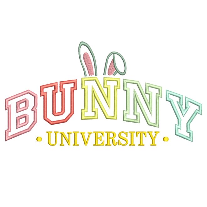 Bunny University Embroidery Designs, Easter Embroidery Design, Happy Easter Machine Embroidery File