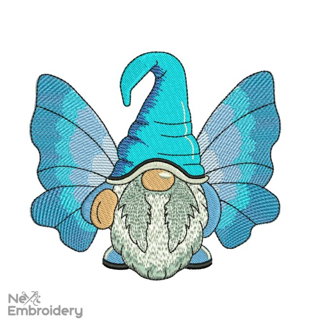 Butterfly Gnome Embroidery Design, Summer Embroidery designs, Bee Kind Machine Embroidery File
