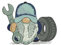 Car Mechanic Gnome Embroidery Design