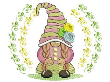 Easter Girl Gnome Embroidery Design, Easter Embroidery Designs, Holiday Embroidery Designs