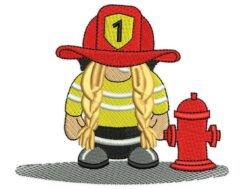 Firefighter Girl Gnome Embroidery Design