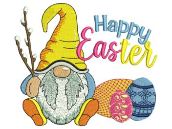 Happy Easter Gnome Embroidery Design, Easter Embroidery Designs, Holiday Embroidery Designs