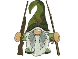 Hunting and Fishing Gnome Embroidery Design