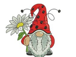 Marguerite Ladybug Gnome Embroidery Design