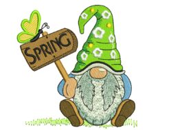 Spring Gnome Embroidery Design