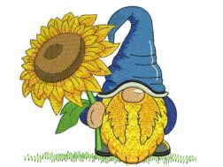 Sunflower Gnome Embroidery Design