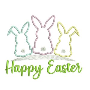 Three Easter Bunny Embroidery Designs, Holiday Machine Embroidery File