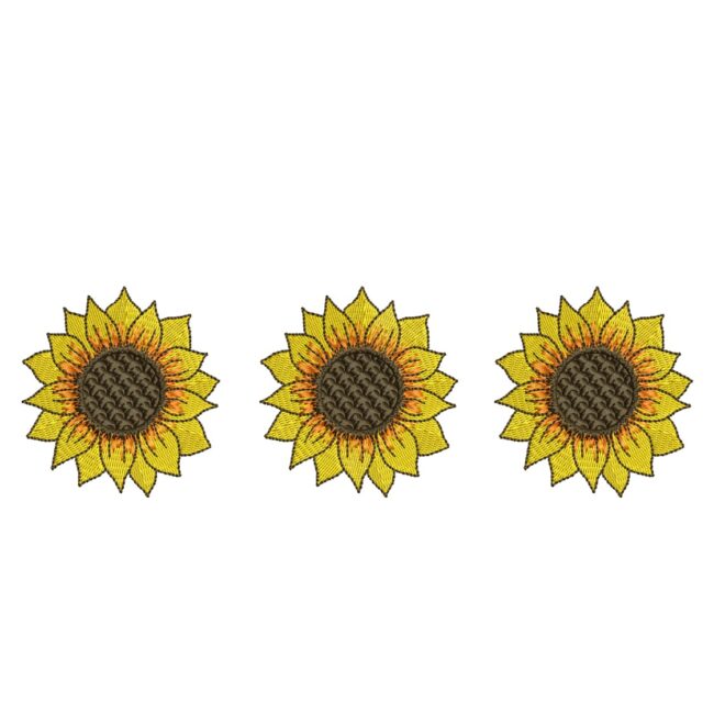 Three Sunflowers Embroidery Designs, Summer Machine Embroidery File