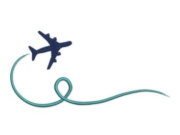Trip Journey Flight Travel Embroidery Design. Airplane Machine Embroidery Design. Mini Airplane Embroidery