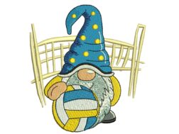 Volleyball Gnome Embroidery Design