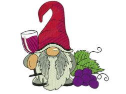 Wine Gnome Embroidery Design