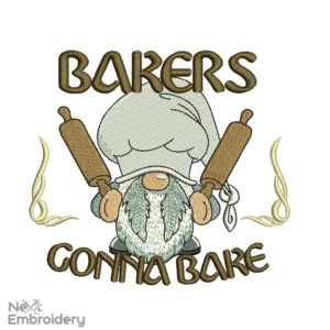 Bakers Gonna Bake Embroidery Design, Gnome Embroidery Design