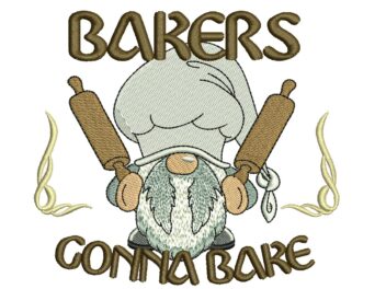 Bakers Gonna Bake Embroidery Design, Gnome Embroidery Design